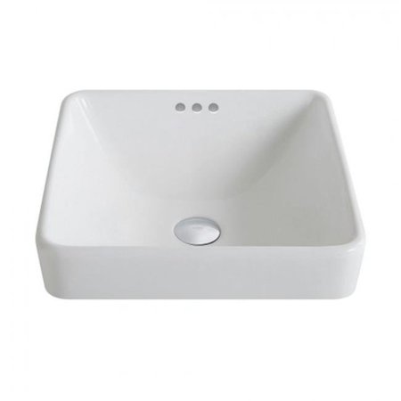 DANIEL KRAUS Kraus KCR-281 Elavo White Ceramic Square Semi-Recessed Bathroom Sink KCR-281